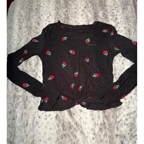 Victoria’s Secret pink rose‎ logo long sleeved size small with knot on front - Picture 1 of 4